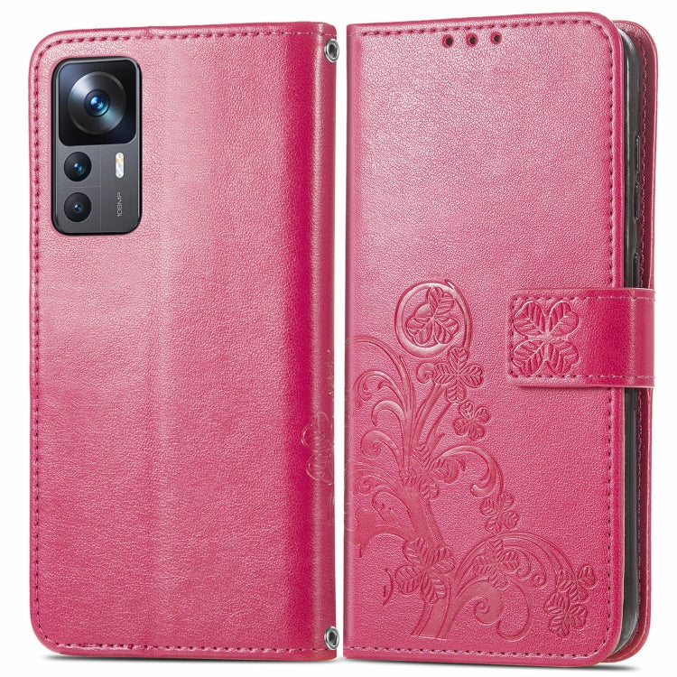 For Xiaomi 12T / Redmi K50 Ultra Four-leaf Clasp Embossed Buckle Leather Phone Case