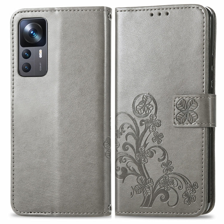 For Xiaomi 12T / Redmi K50 Ultra Four-leaf Clasp Embossed Buckle Leather Phone Case