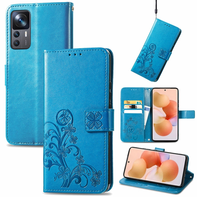 For Xiaomi 12T / Redmi K50 Ultra Four-leaf Clasp Embossed Buckle Leather Phone Case