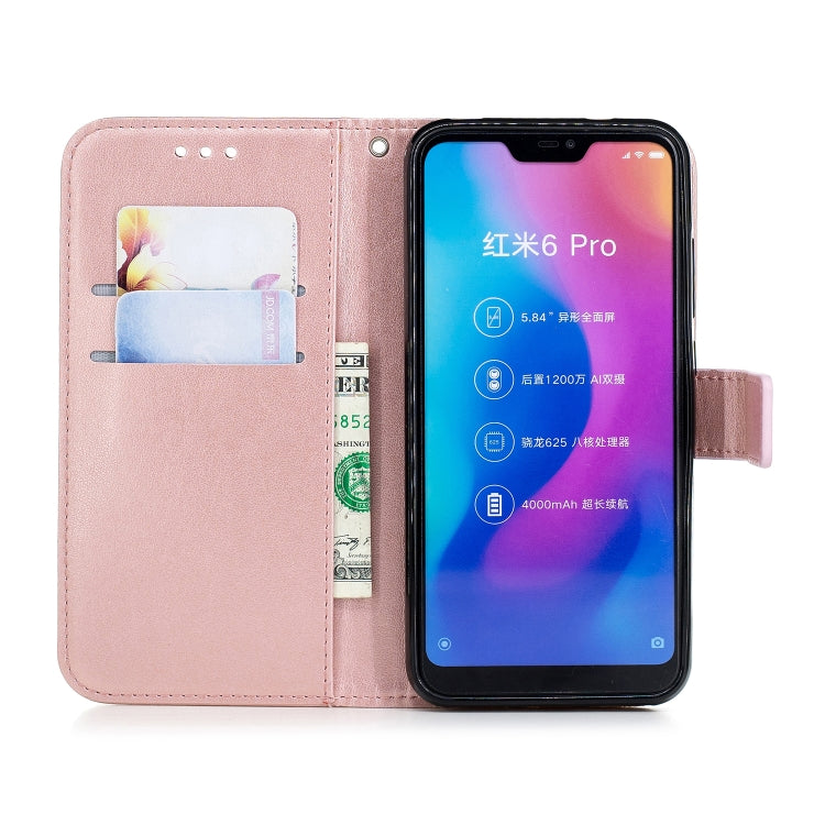 Plum Blossom Pattern Diamond Encrusted Leather Case for Xiaomi Redmi 6 Pro ,with Holder & Card Slots