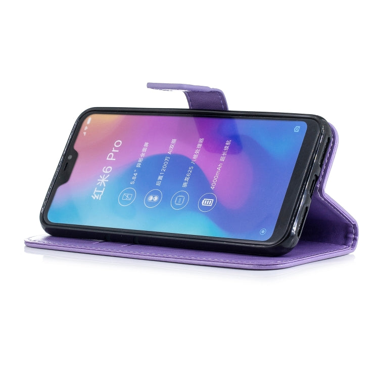 Plum Blossom Pattern Diamond Encrusted Leather Case for Xiaomi Redmi 6 Pro ,with Holder & Card Slots