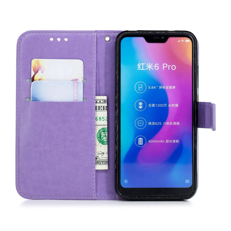 Plum Blossom Pattern Diamond Encrusted Leather Case for Xiaomi Redmi 6 Pro ,with Holder & Card Slots