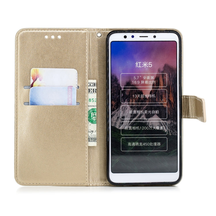 Plum Blossom Pattern Diamond Encrusted Leather Case for Xiaomi Redmi 5 ,with Holder & Card Slots