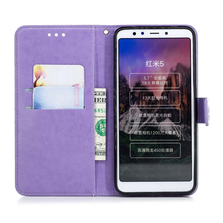 Plum Blossom Pattern Diamond Encrusted Leather Case for Xiaomi Redmi 5 ,with Holder & Card Slots