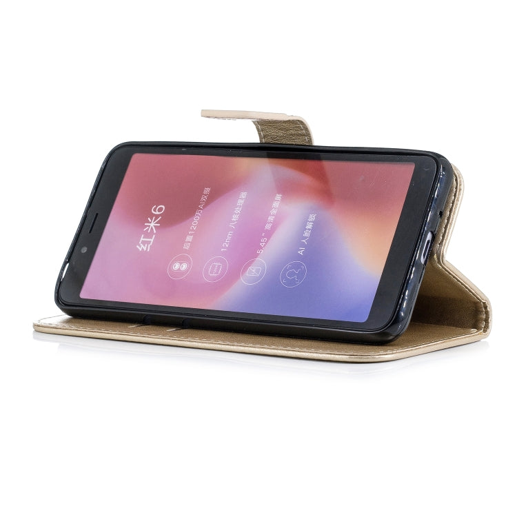 Plum Blossom Pattern Diamond Encrusted Leather Case for Xiaomi Redmi 6 ,with Holder & Card Slots