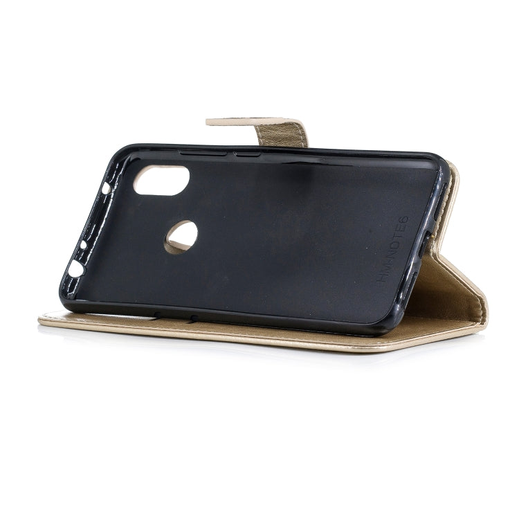 Plum Blossom Pattern Diamond Encrusted Leather Case for Xiaomi Redmi Note 6 ,with Holder & Card Slots