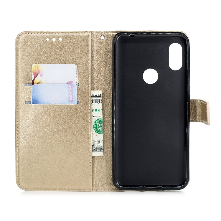 Plum Blossom Pattern Diamond Encrusted Leather Case for Xiaomi Redmi Note 6 ,with Holder & Card Slots