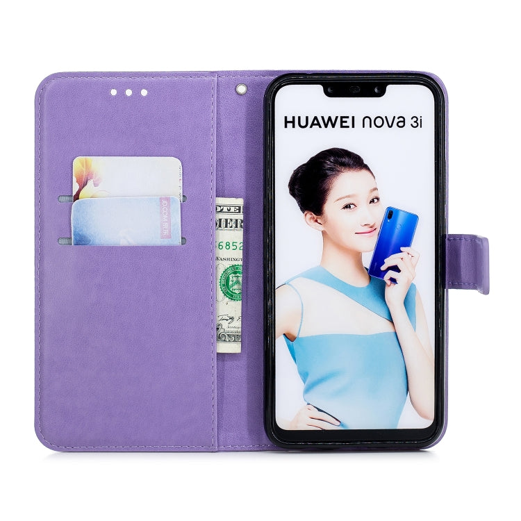 Plum Blossom Pattern Diamond Encrusted Leather Case for HUAWEI Nova3 ,with Holder & Card Slots
