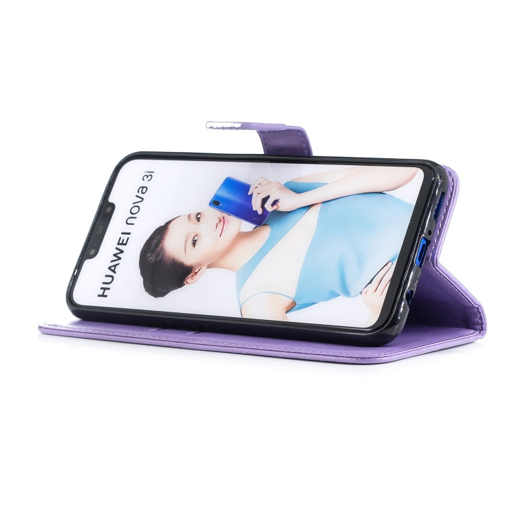 Plum Blossom Pattern Diamond Encrusted Leather Case for HUAWEI Nova3 ,with Holder & Card Slots