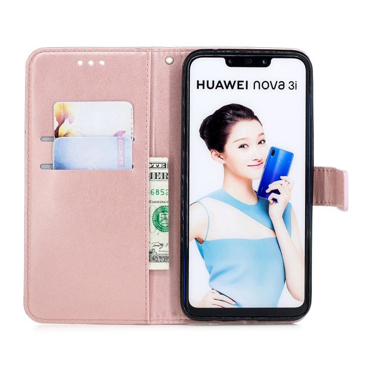 Plum Blossom Pattern Diamond Encrusted Leather Case for HUAWEI Nova3i / P Smart+ , with Holder & Card Slots