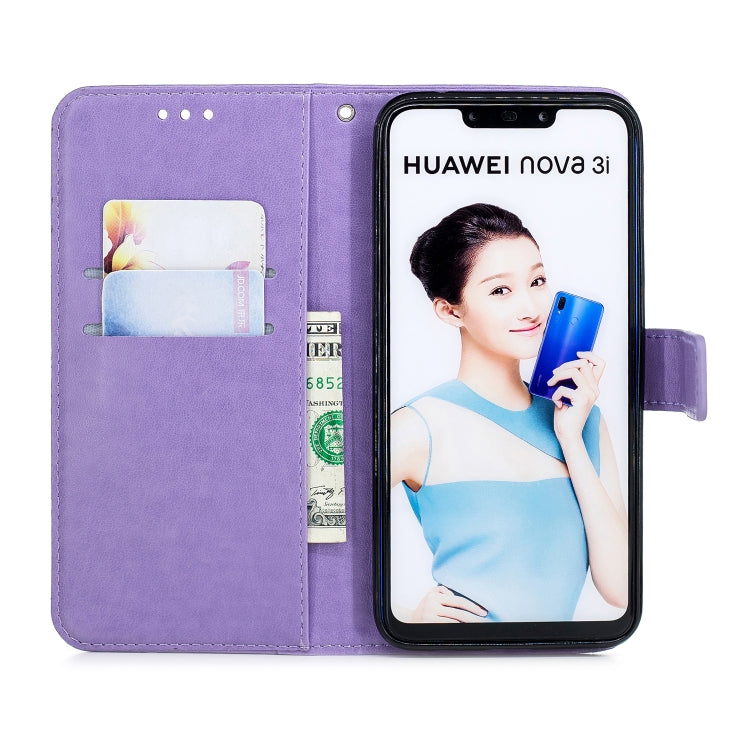 Plum Blossom Pattern Diamond Encrusted Leather Case for HUAWEI Nova3i / P Smart+ , with Holder & Card Slots