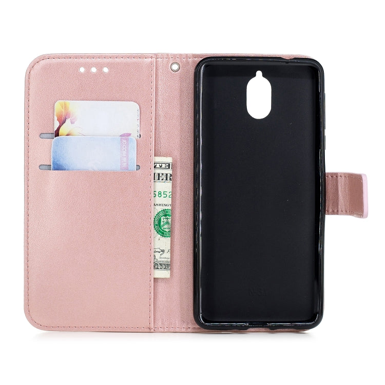 Plum Blossom Pattern Diamond Encrusted Leather Case for Nokia 3.1 , with Holder & Card Slots