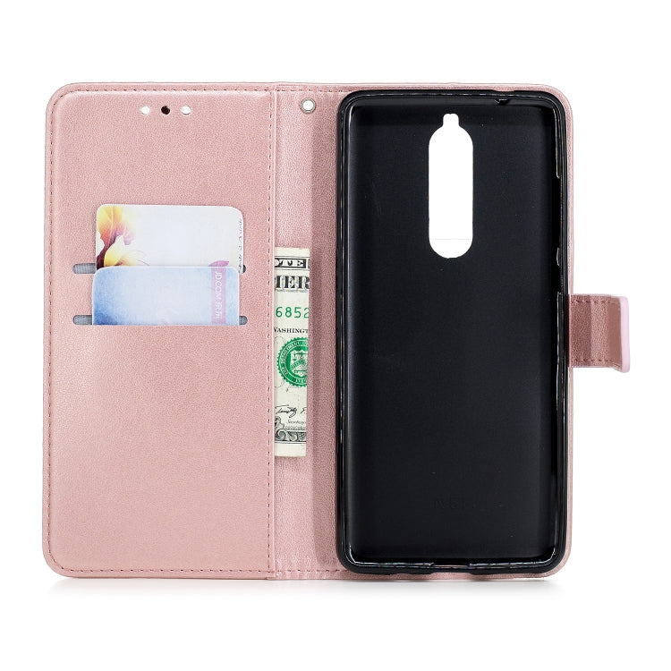 Plum Blossom Pattern Diamond Encrusted Leather Case for Nokia 5.1 ,with Holder & Card Slots