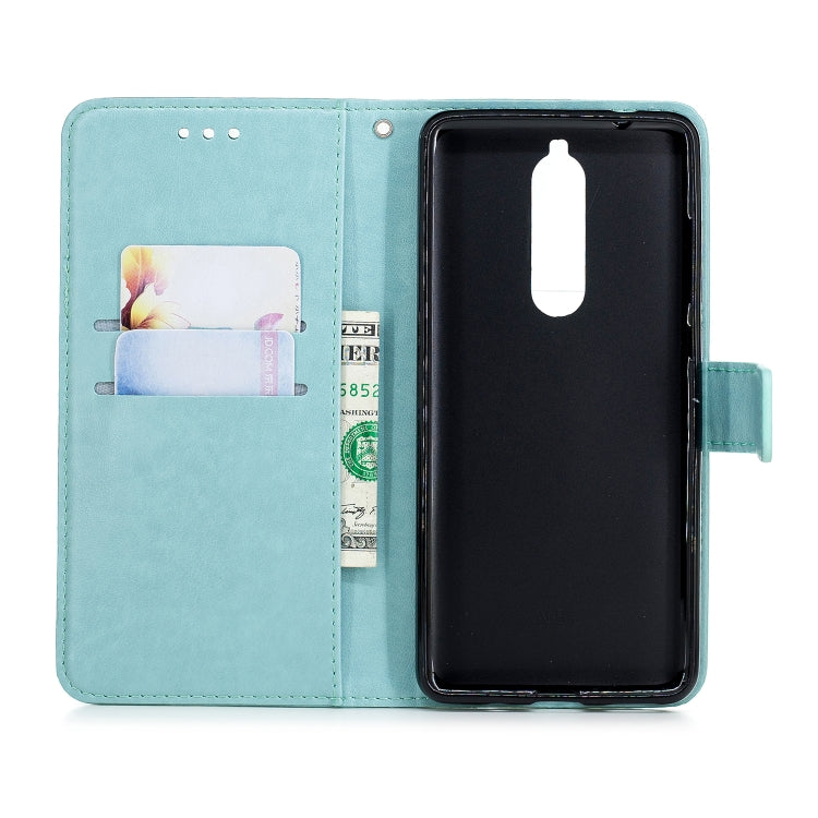 Plum Blossom Pattern Diamond Encrusted Leather Case for Nokia 5.1 ,with Holder & Card Slots