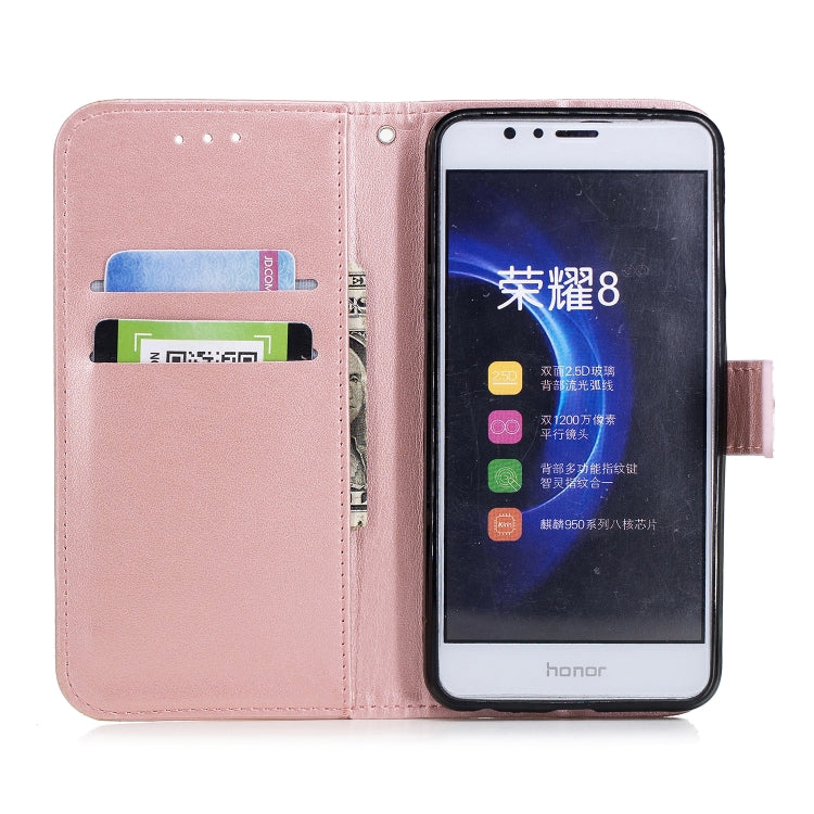 Plum Blossom Pattern Diamond Encrusted Leather Case for Huawei Honor 8 ,with Holder & Card Slots