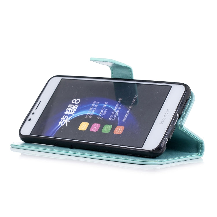 Plum Blossom Pattern Diamond Encrusted Leather Case for Huawei Honor 8 ,with Holder & Card Slots