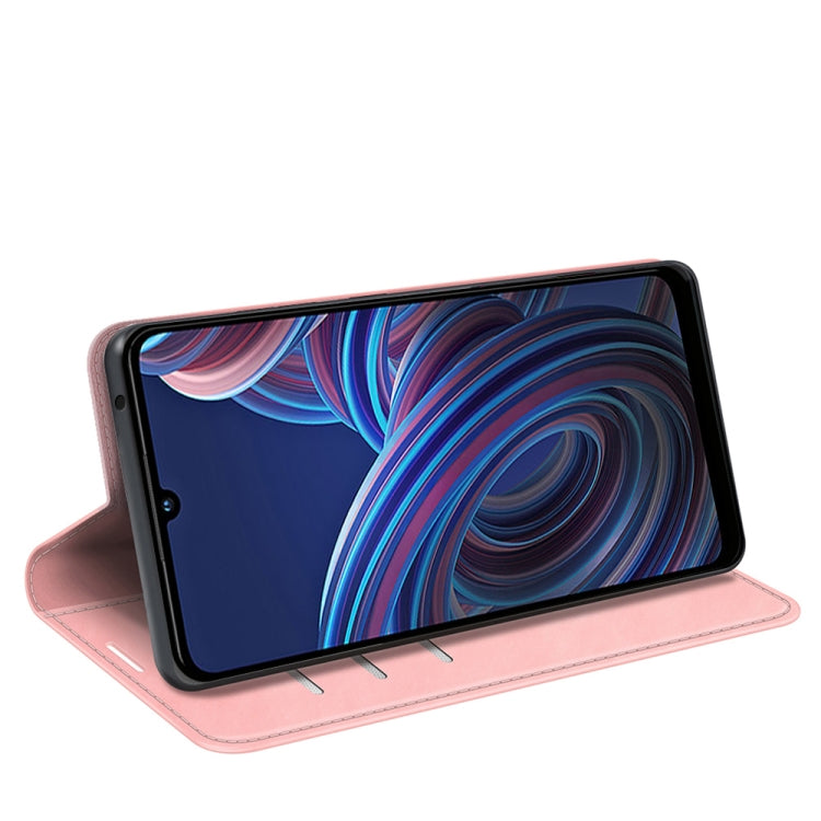 For ZTE Blade A72 5G Retro-skin Magnetic Suction Leather Phone Case