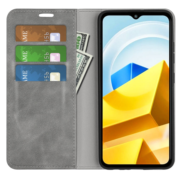 For Xiaomi Poco M5 4G Retro-skin Magnetic Suction Leather Phone Case