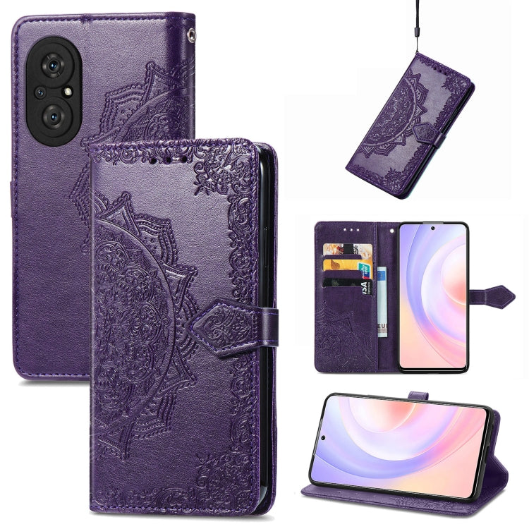 For Honor 50 SE / Huawei Nova 9 Se Mandala Flower Embossed Leather Phone Case