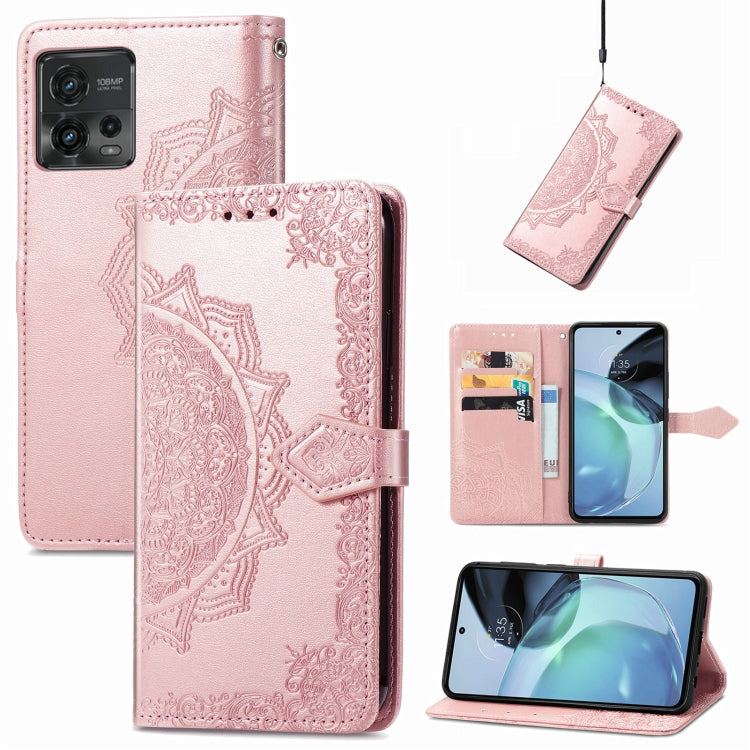 For Motorola Moto G72 Mandala Flower Embossed Leather Phone Case