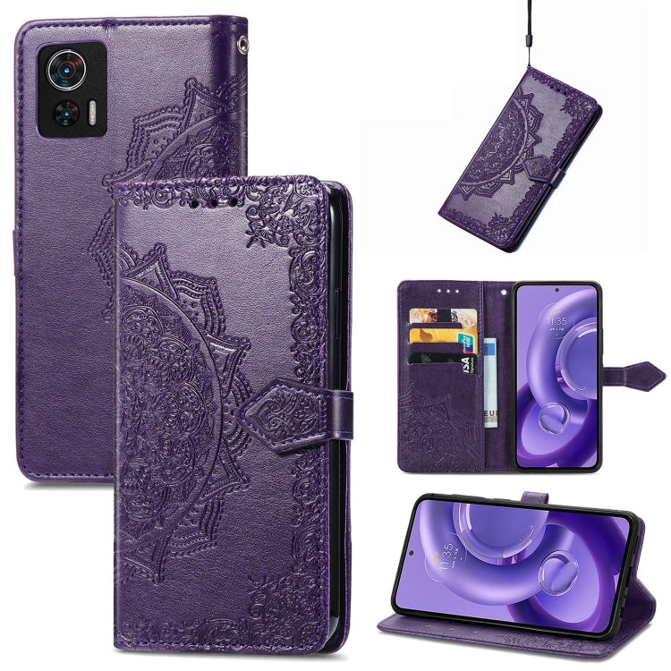 For Motorola Edge 30 Neo Mandala Flower Embossed Leather Phone Case