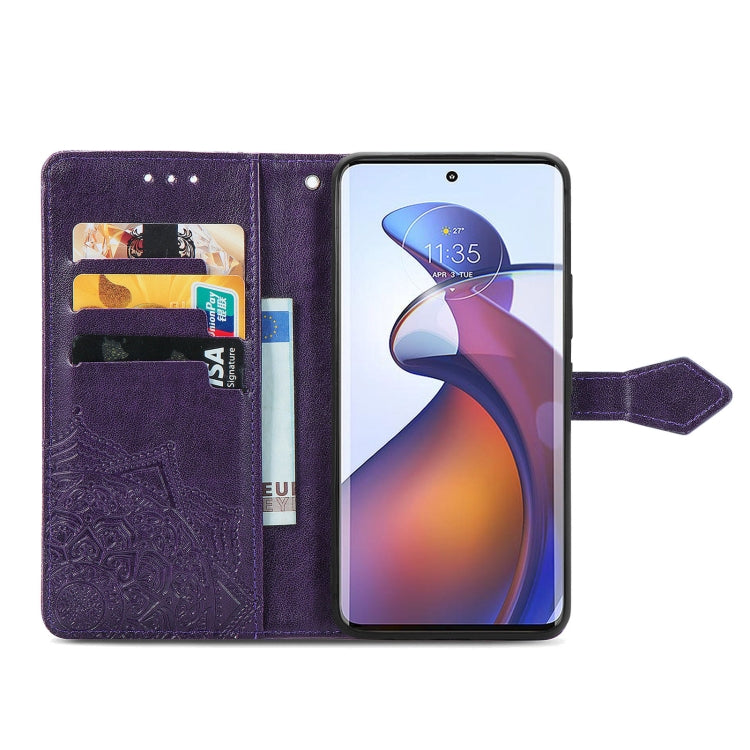 For Motorola Edge 30 Fusion Mandala Flower Embossed Leather Phone Case
