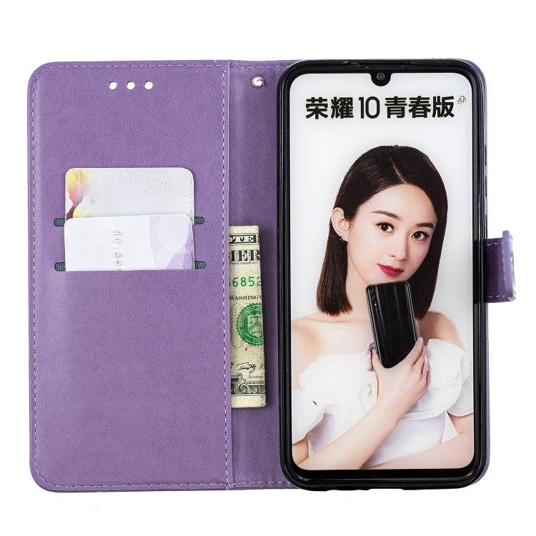 Plum Blossom Pattern Diamond Encrusted Leather Case for Huawei P Smart (2019) / Honor 10 Lite ,with Holder & Card Slots
