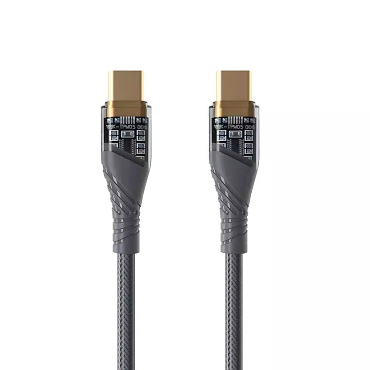 65W USB-C / Type-C to Type-C Transparent Fast Charging Data Cable, Length: 1m