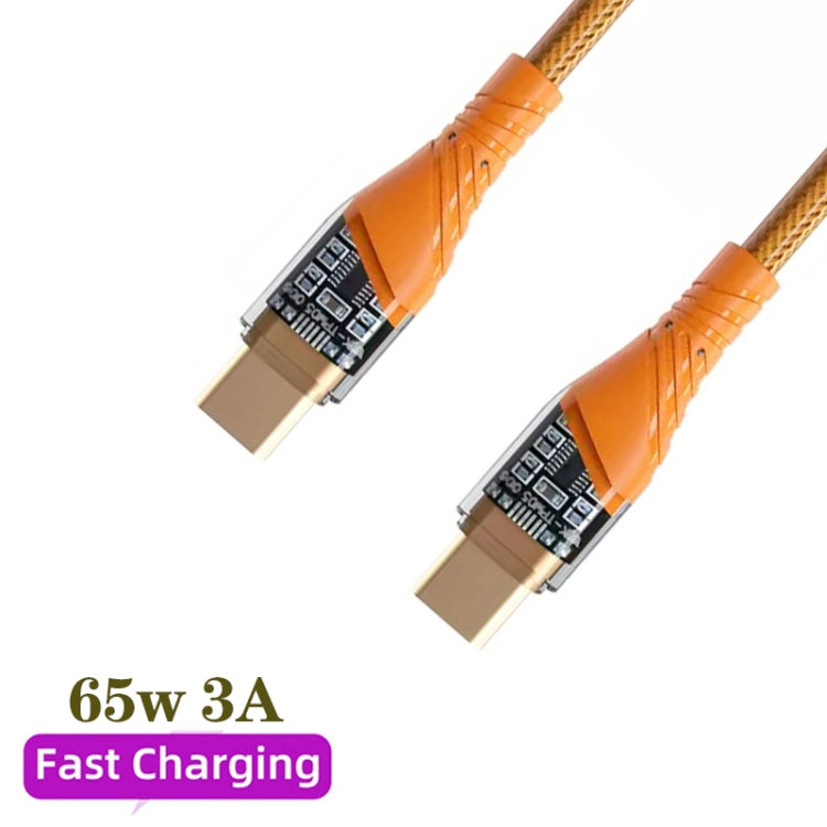 65W USB-C / Type-C to Type-C Transparent Fast Charging Data Cable, Length: 1m