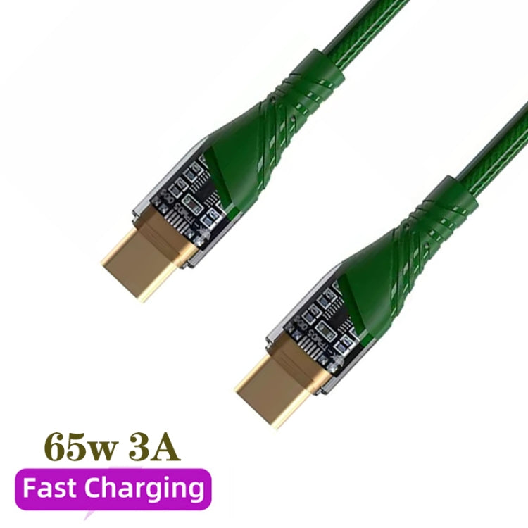 65W USB-C / Type-C to Type-C Transparent Fast Charging Data Cable, Length: 1m