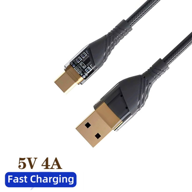 4A USB to Type-C Transparent Fast Charging Data Cable, Length: 1m
