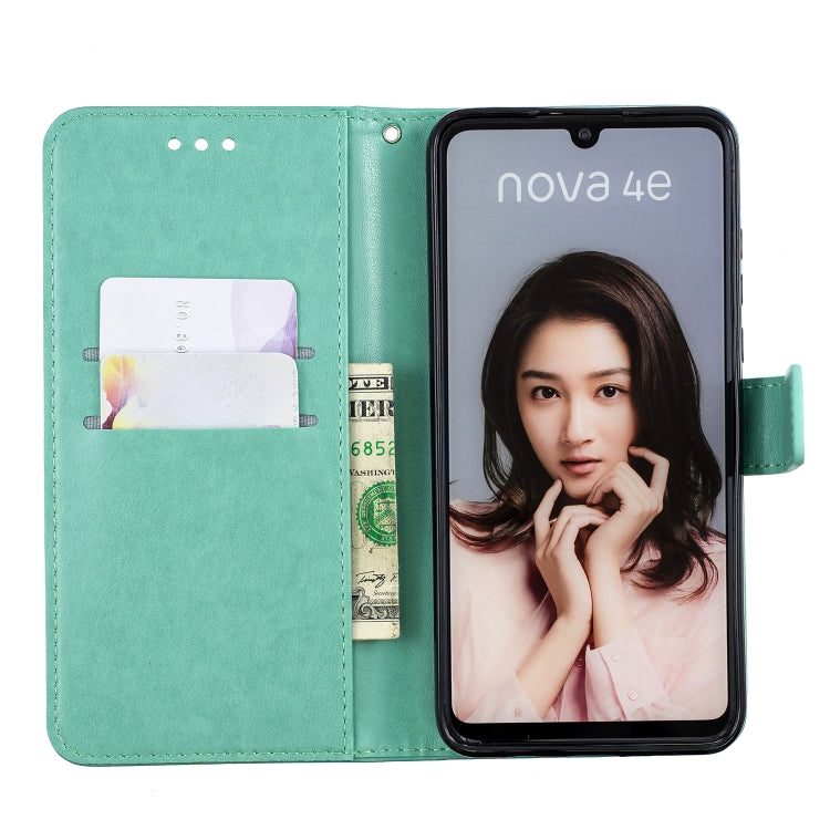 Plum Blossom Pattern Diamond Encrusted Leather Case for Huawei P30 Lite , with Holder & Card Slots