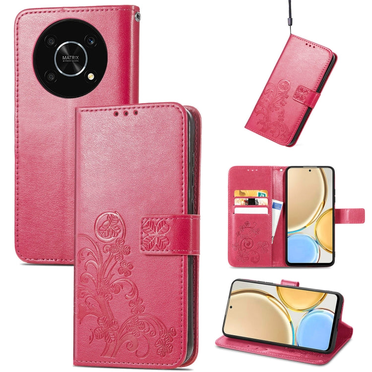 For Huawei Nova Y90 Four-leaf Clasp Embossed Leather Phone Case