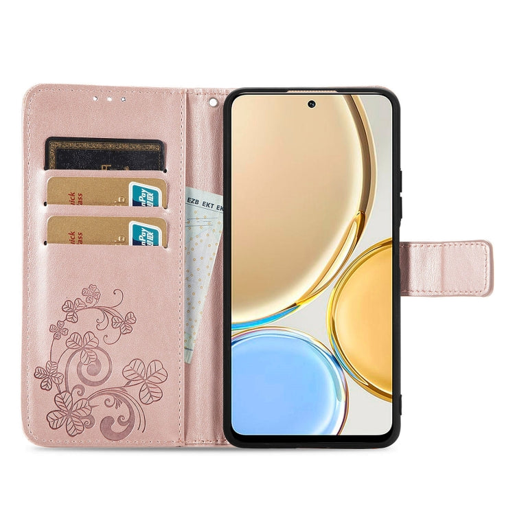 For Huawei Nova Y90 Four-leaf Clasp Embossed Leather Phone Case