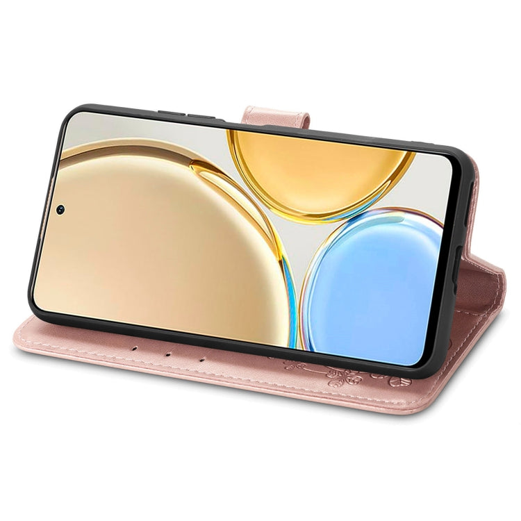 For Huawei Nova Y90 Four-leaf Clasp Embossed Leather Phone Case