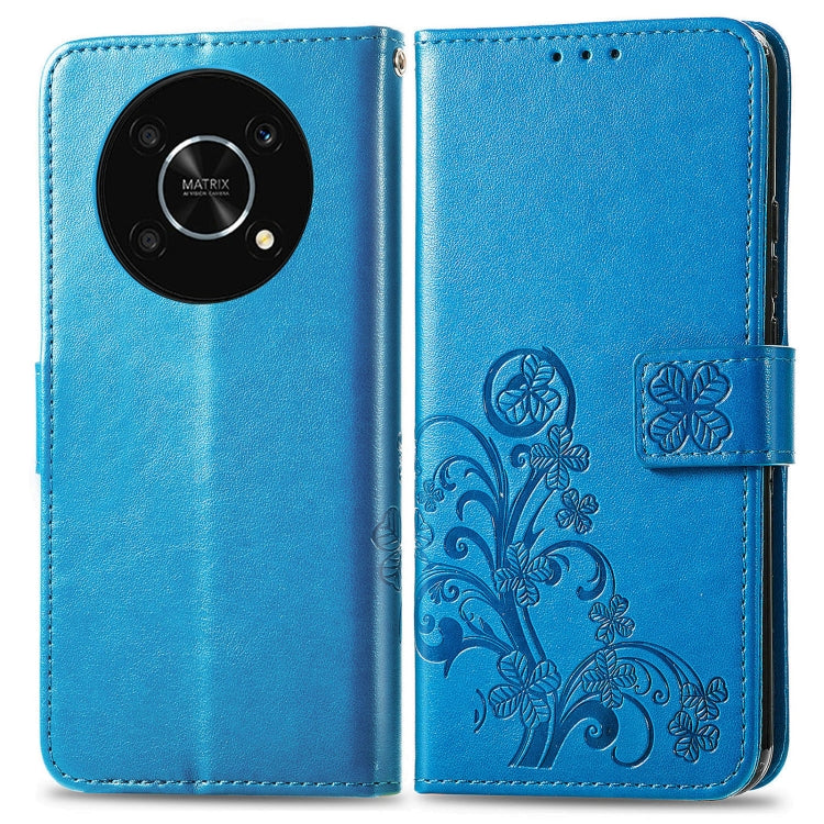 For Huawei Nova Y90 Four-leaf Clasp Embossed Leather Phone Case