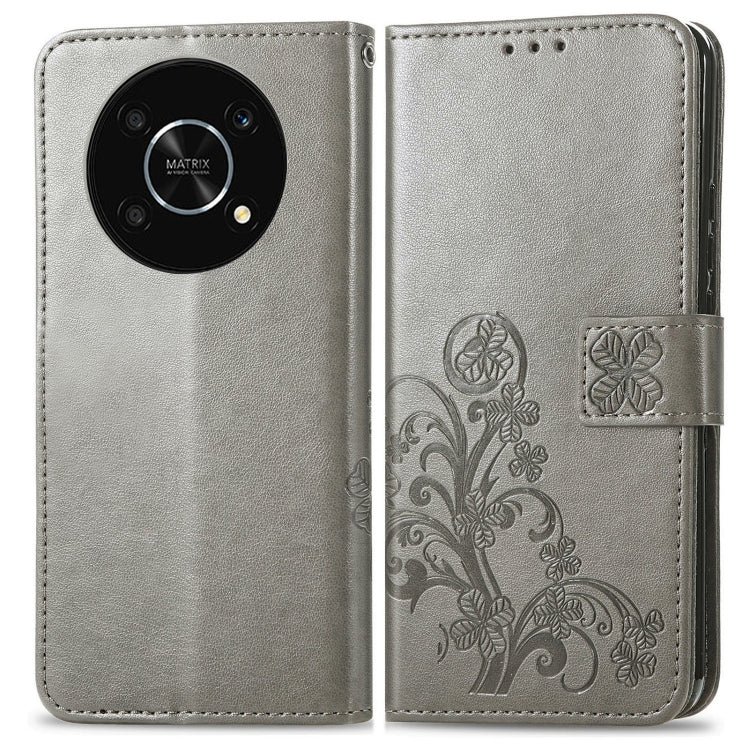 For Huawei Nova Y90 Four-leaf Clasp Embossed Leather Phone Case