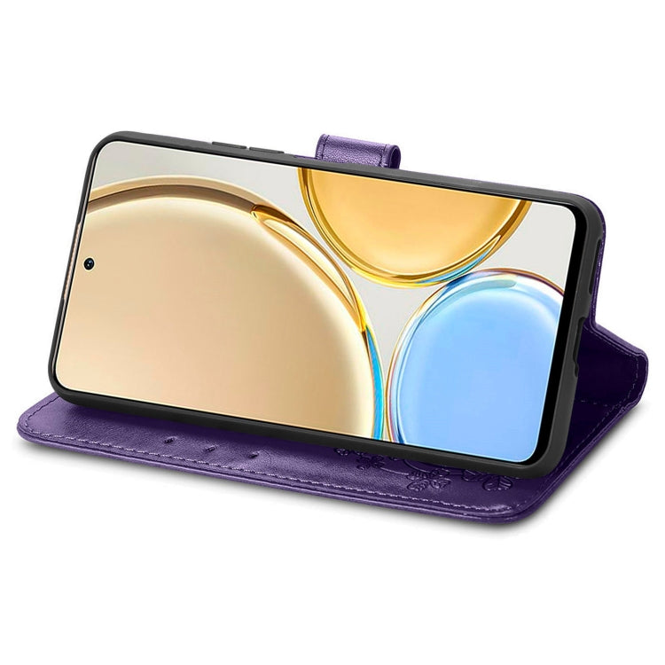 For Huawei Nova Y90 Four-leaf Clasp Embossed Leather Phone Case