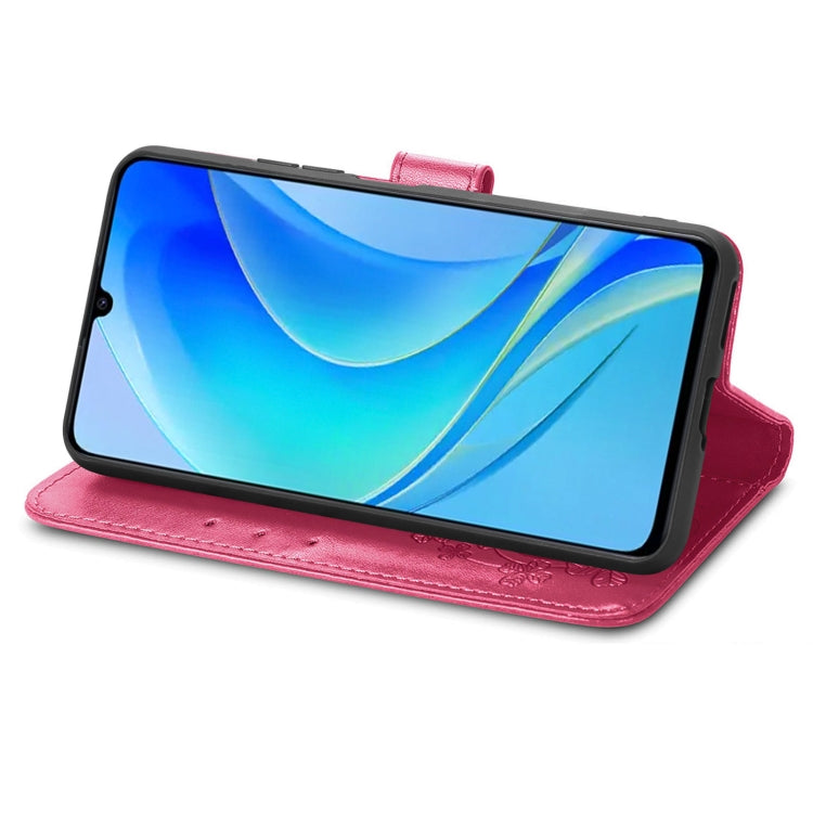 For Huawei Enjoy 50 / nova Y70 Four-leaf Clasp Embossed Leather Phone Case