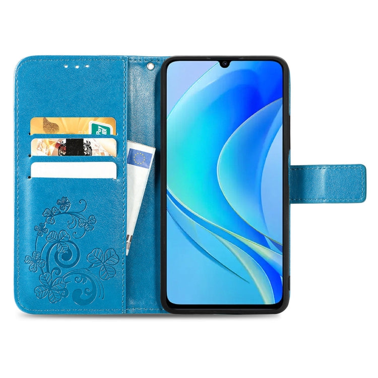 For Huawei Enjoy 50 / nova Y70 Four-leaf Clasp Embossed Leather Phone Case