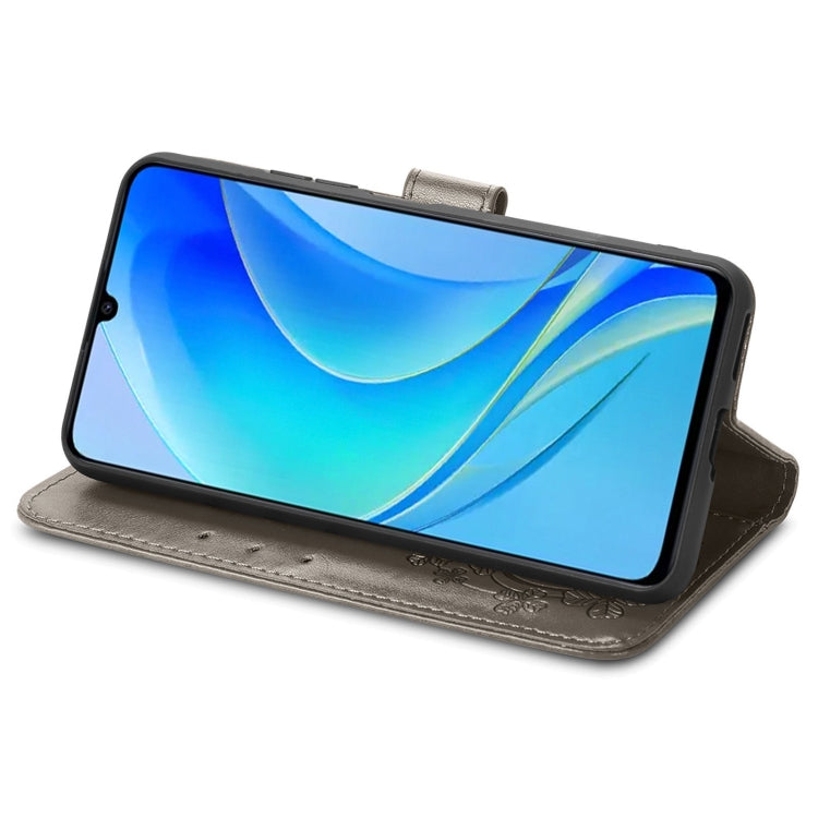 For Huawei Enjoy 50 / nova Y70 Four-leaf Clasp Embossed Leather Phone Case