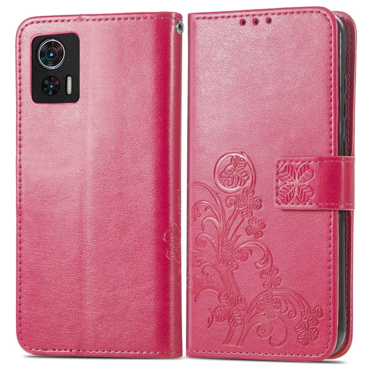 For Motorola Edge 30 Neo Four-leaf Clasp Embossed Leather Phone Case