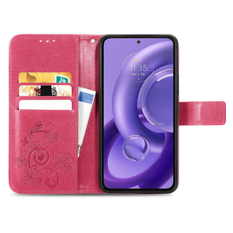 For Motorola Edge 30 Neo Four-leaf Clasp Embossed Leather Phone Case