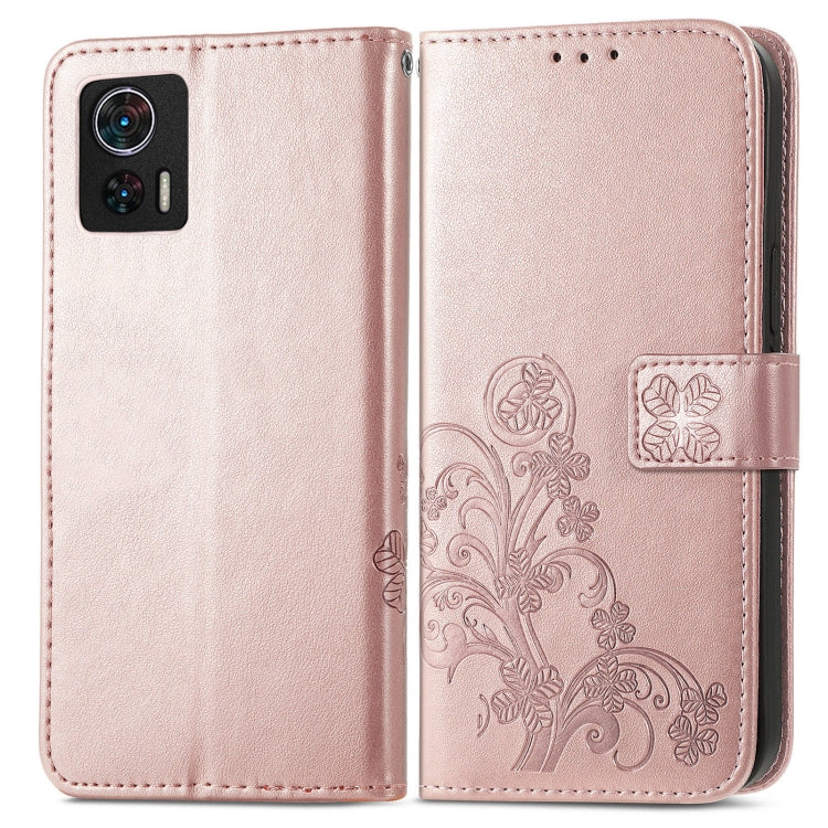 For Motorola Edge 30 Neo Four-leaf Clasp Embossed Leather Phone Case