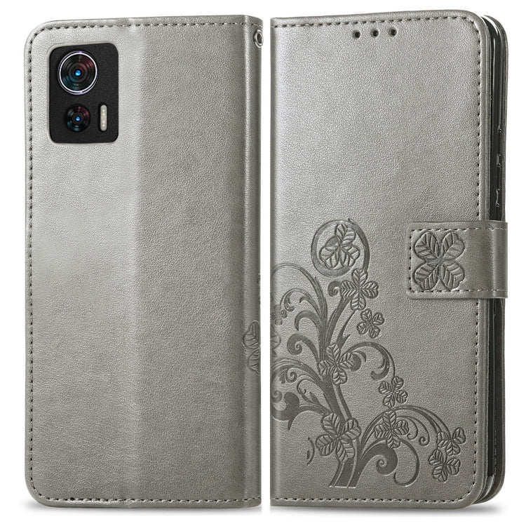 For Motorola Edge 30 Neo Four-leaf Clasp Embossed Leather Phone Case