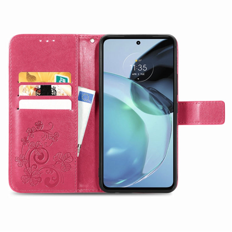 For Motorola Moto G72 Four-leaf Clasp Embossed Leather Phone Case
