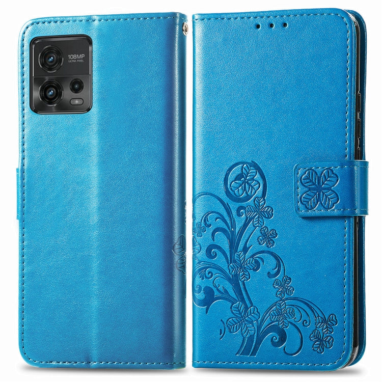 For Motorola Moto G72 Four-leaf Clasp Embossed Leather Phone Case