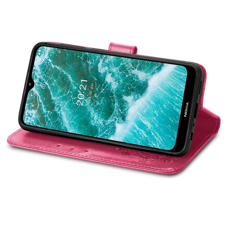 For Nokia C30 Four-leaf Clasp Embossed Leather Phone Case