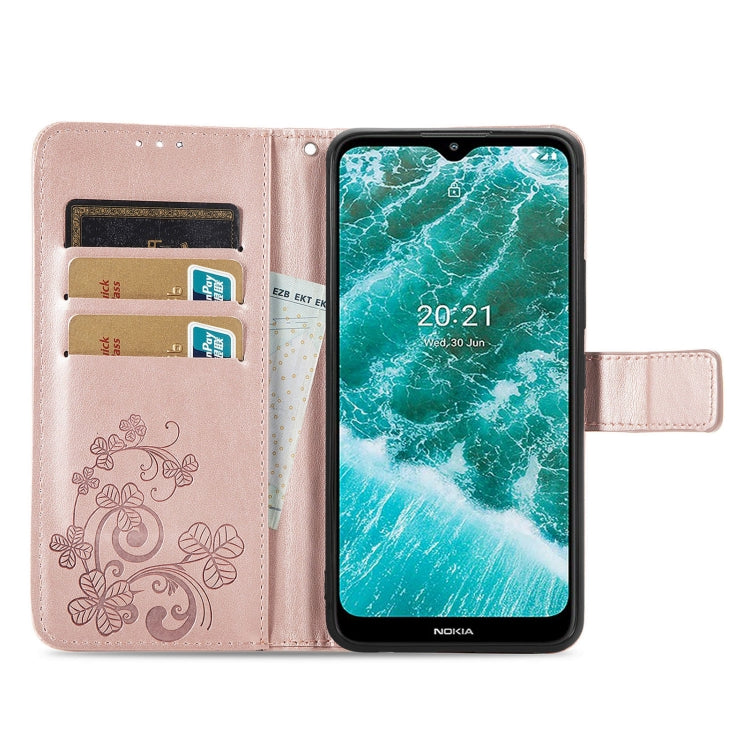 For Nokia C30 Four-leaf Clasp Embossed Leather Phone Case