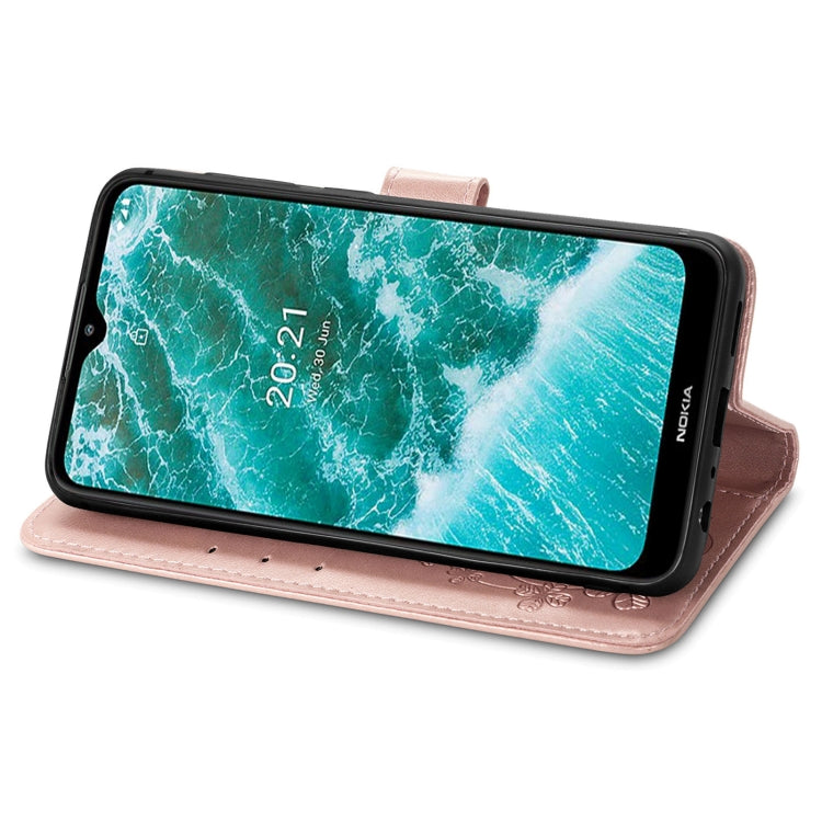 For Nokia C30 Four-leaf Clasp Embossed Leather Phone Case